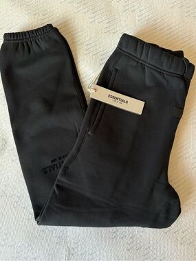 ESSENTIALS Men’s Black Jogger Sweatpants with Logo Tag